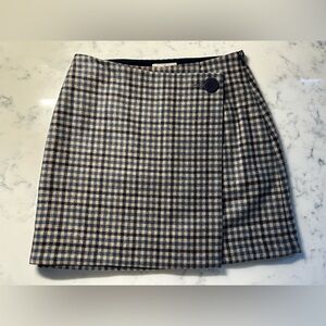 Sézane x MDLO Herrera Plaid Mini Skirt with Button Detail